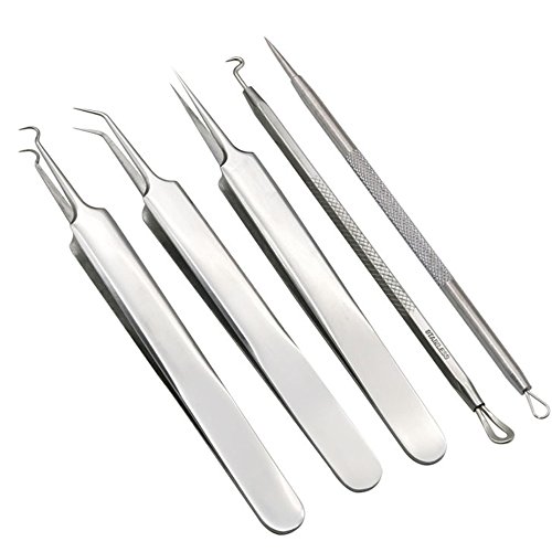 Pinkiou Acne Needle Kit Curved Blackhead Remover Tweezers for Blemish