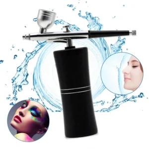Pinkiou Rechargeable Portable Makeup Airbrush Set with Mini Air Compressor Ink Cup Spray Pen for Tattoo Nail Art Face Paint Cake Deraction Coloring Model