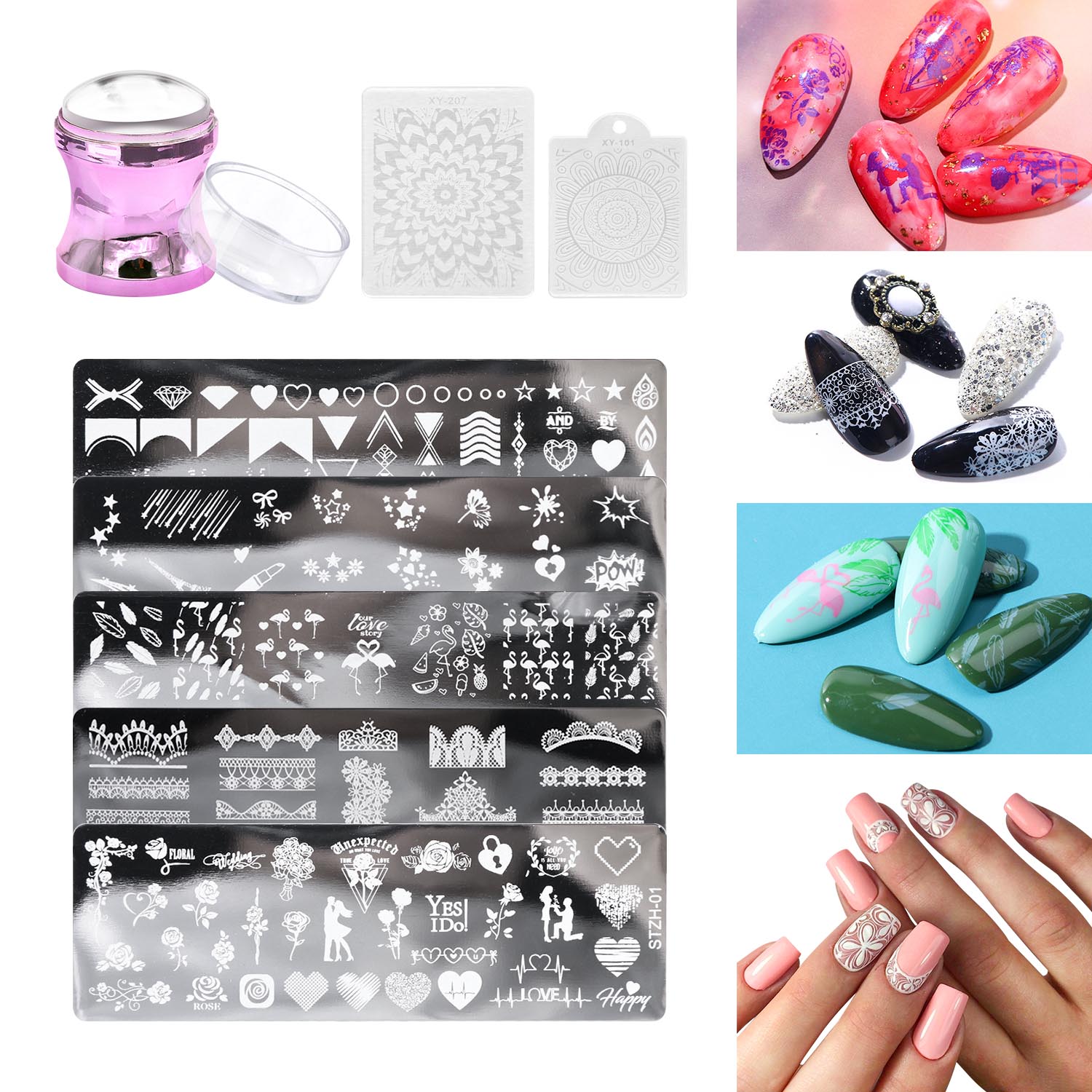 12pcs/Set Easy Nail Art Stamper for Acrylic Nail Design Nail Stamp Stamping  Tool, HJ-NAT128 : Amazon.in: Beauty