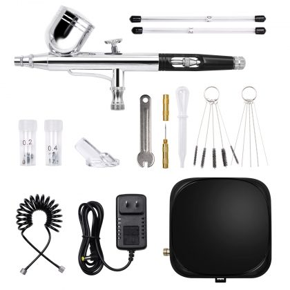Airbrush Kit with Compressor Pinkiou Air Brush Painting Set for Cake Decorating Cookie Nail Airbrush Machine Air Sprayer