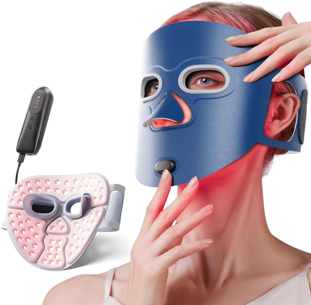 Pinkiou Red Light Therapy for Face 280 LEDs Infrared & Red Light Face Mask for Facial Skin Care with Modes