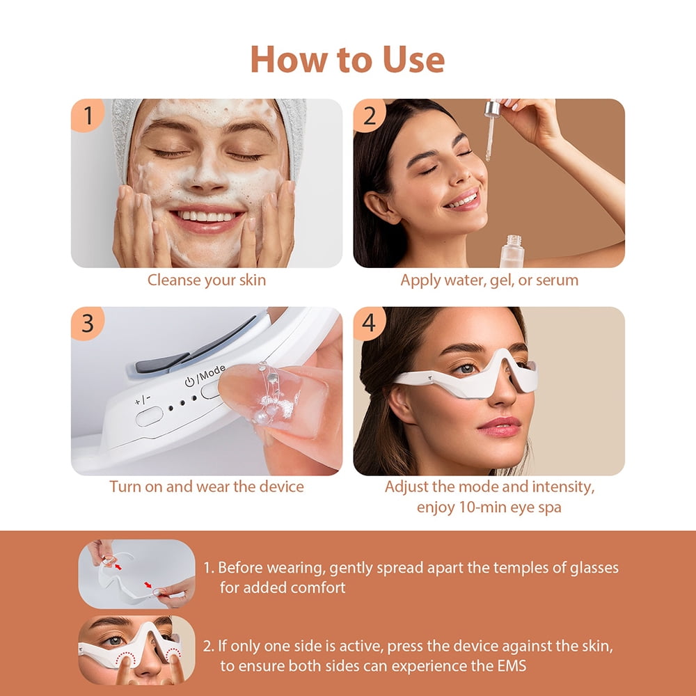 Red Light Therapy Eye Massager, Microcurrent Facial Device to Improve the Appearance of Dark Circles, Puffiness & Wrinkles, Eye Strain Comfort Glasses with EMS and LED Technology - Image 7
