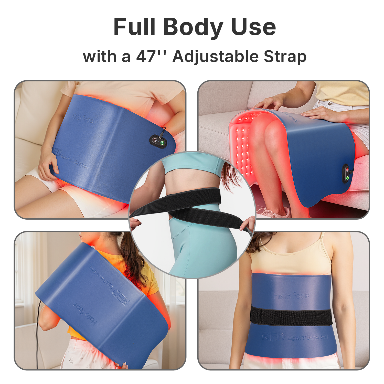 Red Light Therapy Mat for Body, 792 Tri-Chip LEDs 660nm Red & 850nm Near Infrared Light Therapy Pad, 30 x 12 Inch , 4 Modes & Adjustable Brightness for Back, Shoulder, Knee, Waist and Legs(Blue) - Image 9