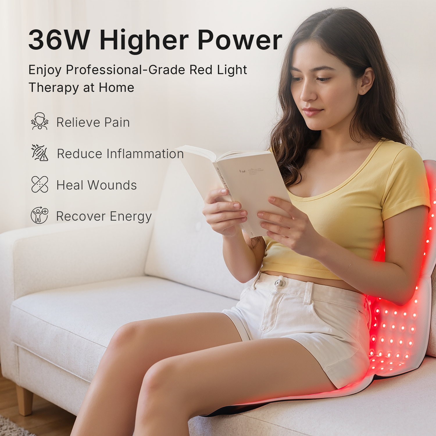 Red Light Therapy Mat for Body, 792 Tri-Chip LEDs 660nm Red & 850nm Near Infrared Light Therapy Pad, 30 x 12 Inch , 4 Modes & Adjustable Brightness for Back, Shoulder, Knee, Waist and Legs(Blue) - Image 10