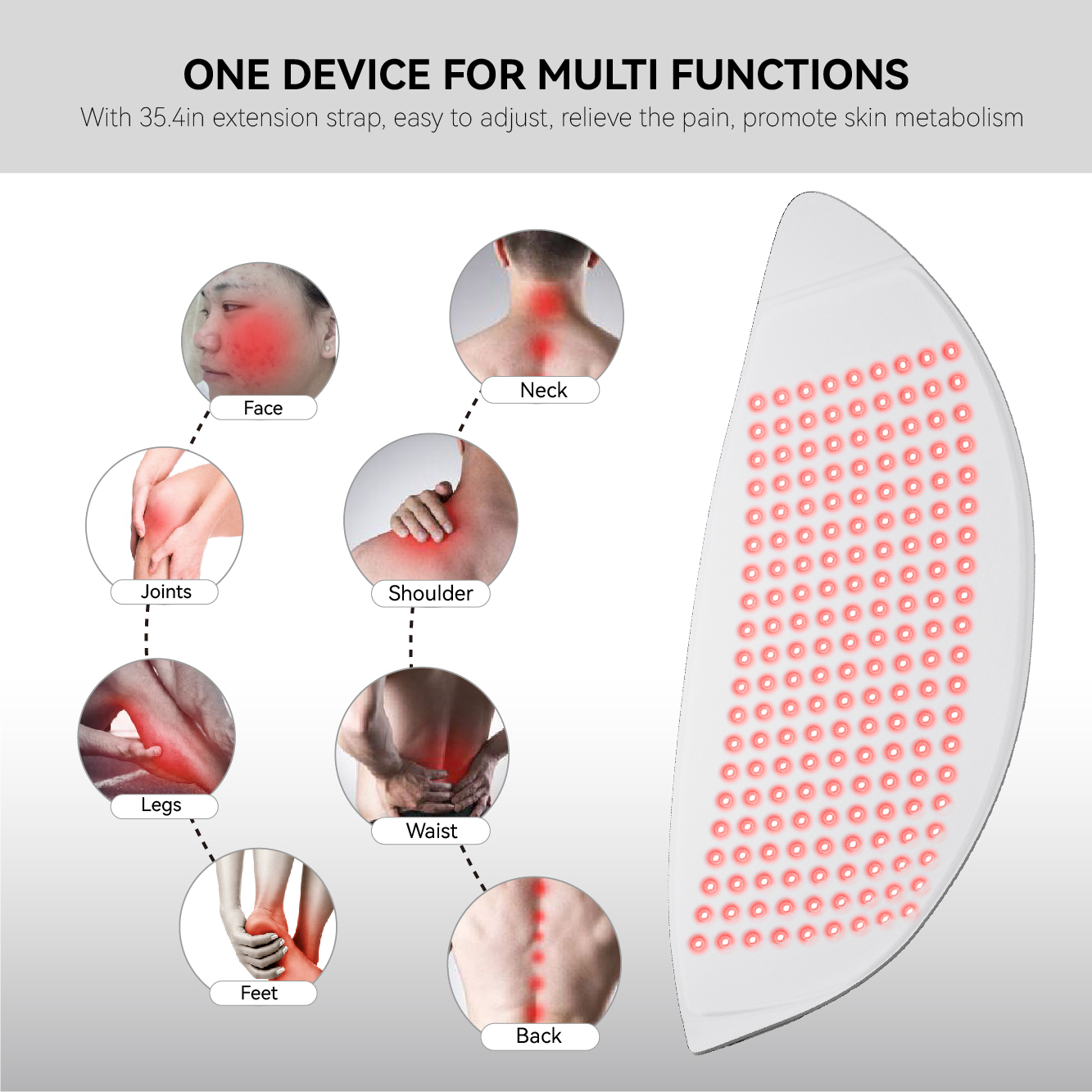 Red Light Therapy for Face and Neck, Flexible LED Light Therapy Panel with 720 LEDs, 4 Light Modes Red 630nm, 850nm Near Infrared, Blue & Amber, Facial Skin Care Device for Face, Neck, Chest & Body - Image 6