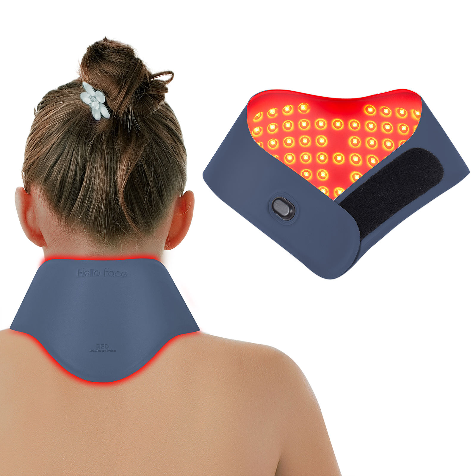 Red Light Therapy Neck Protector, Wearable 660nm Red & 850nm Near Infrared Light Therapy Device, 147 LEDs, 5W Neck Light Therapy Pad with 3 Brightness Levels, 10Hz & 40Hz Pulse Modes, 30-Min Timer