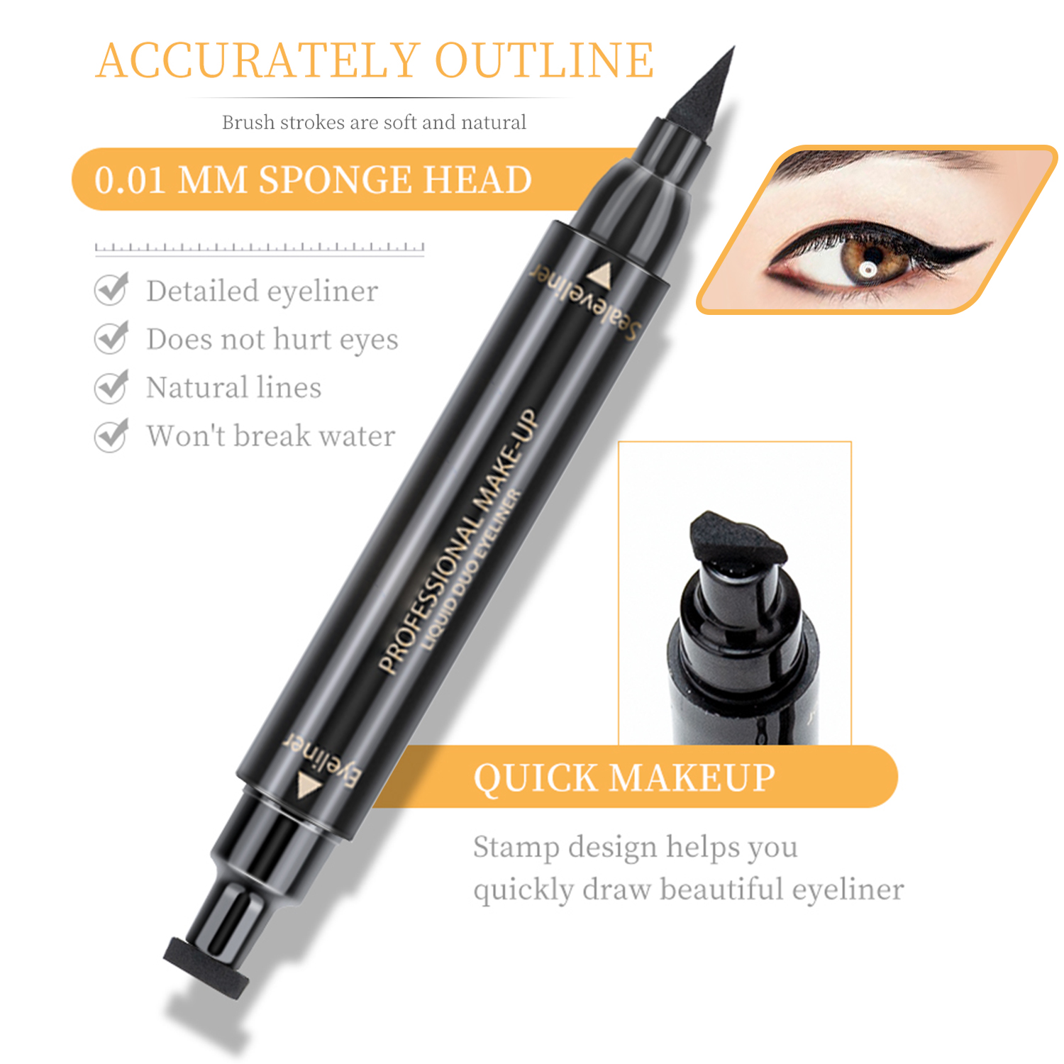 Pinkiou Eyeliner Stamp 2 Pens Winged liquid eyeliner, Eyeliner Stamp Wingliner Perfect Easy Cat Eye Stamp Wing Eyeliner Stamp Tool, Liquid Eye Liner, Waterproof & Smudgeproof - Image 7