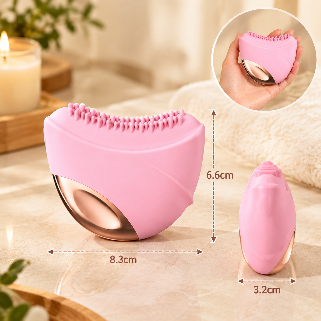 Lymphatic Contour Face Brush Electric 3-Level Vibration & Heating Facial Sculpting Tool, Double Chin Reducer & Anti-Puffiness facial brush for lymphatic drainage for Glowing Skin, Pink - Image 6